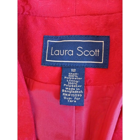 Vtg Laura Scott Womens red blazer with a floral pattern 12 Buttons Old Money - Picture 16 of 16